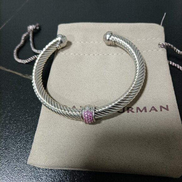 David Yurman Cable Classics Bracelet Amethyst with Pavé Diamond Station,7mm - Picture 4 of 5
